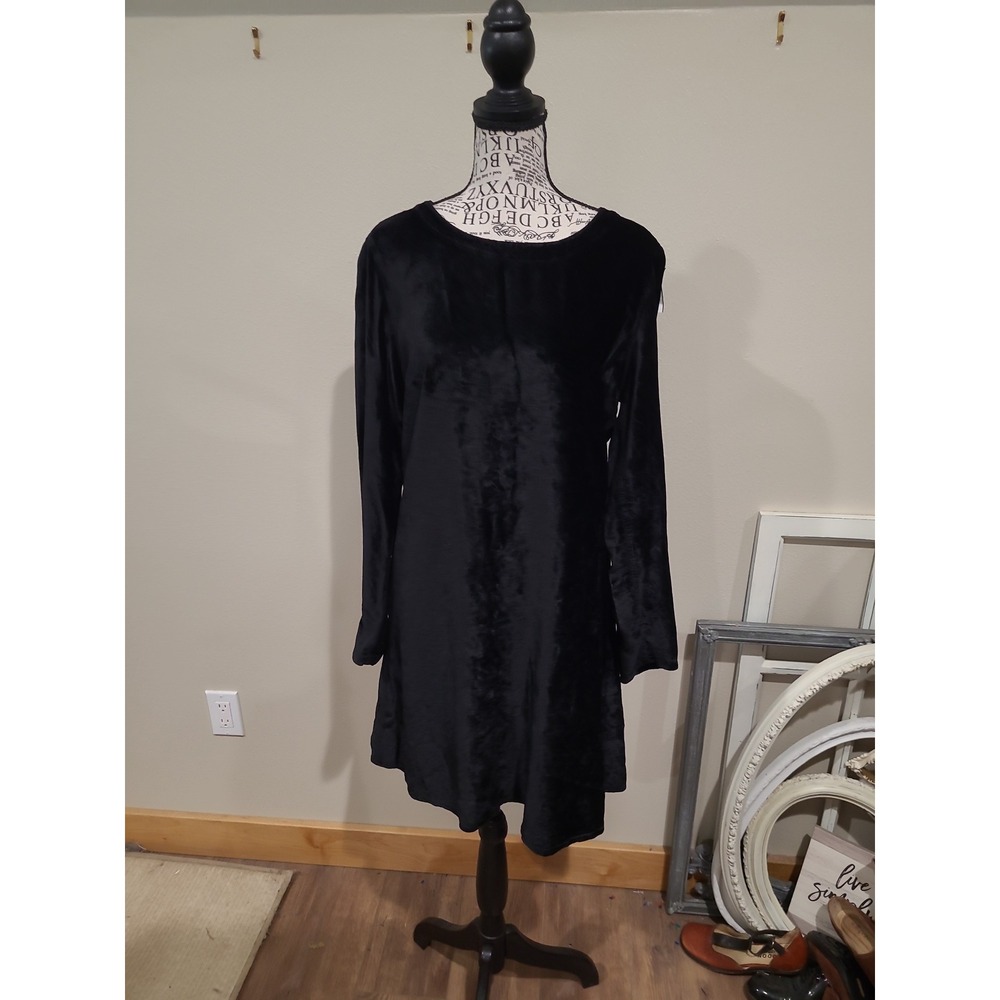 Cut Loose Women SZM goth Black Velour Long Sleeve Mini Dress witchy vamp punk